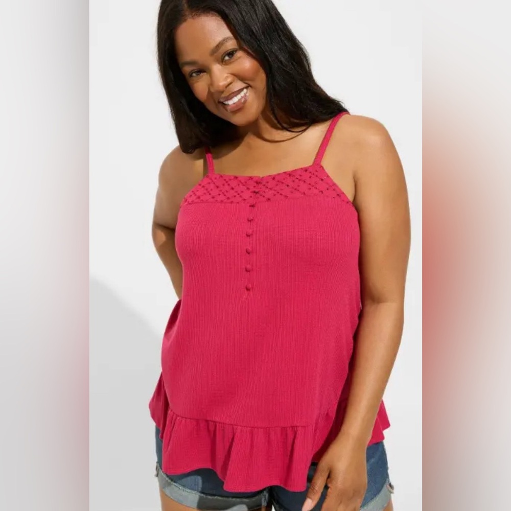 NWT Torrid Texture Knit Woven Eyelet Square Neck Swing Tank Women’s Size 5X